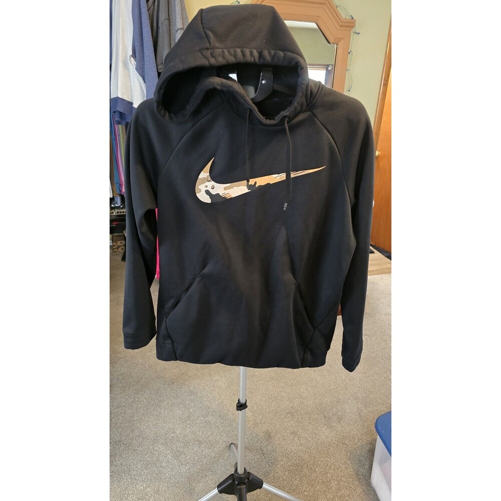 MEN'S NIKE DRI-FIT SIZE:MEDIUM BLACK/CAMO PRINT HOODIE *WORN ONCE*
